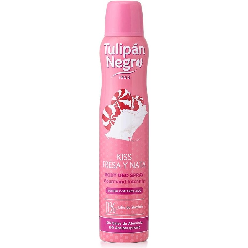 Tulipán Negro Kiss Fresa Y Nata Deodorant Spray/ Slagroom en Aardbei / Geen Aluminium – 200ml