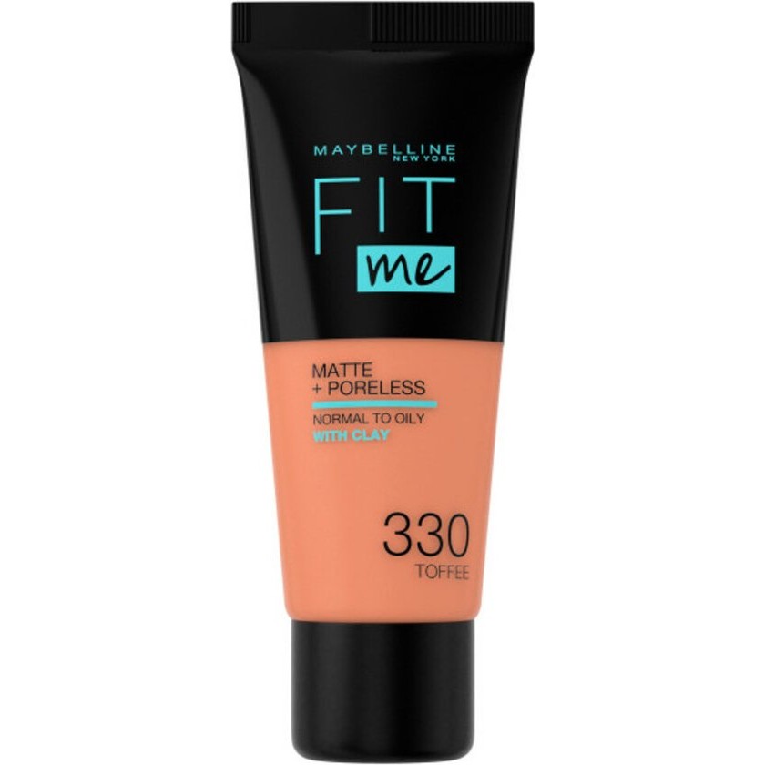 Maybelline New York – Fit Me Matte + Poreless Foundation – 330 Toffee – Medium Dekkende Foundation met Matte Finish voor de Normale tot Vette Huid – 30 ml