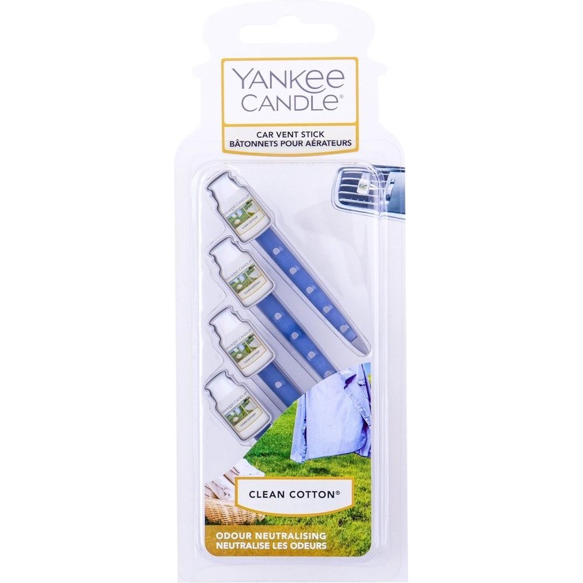 Yankee Candle – Clean Cotton Vent Stick – Car Incense Pins (4 PCS)