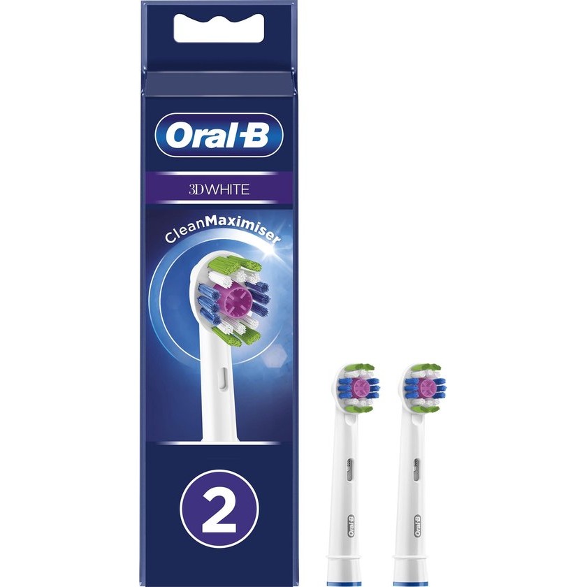 Oral-B 3D White – Met CleanMaximiser-technologie – Opzetborstels – 2 Stuks