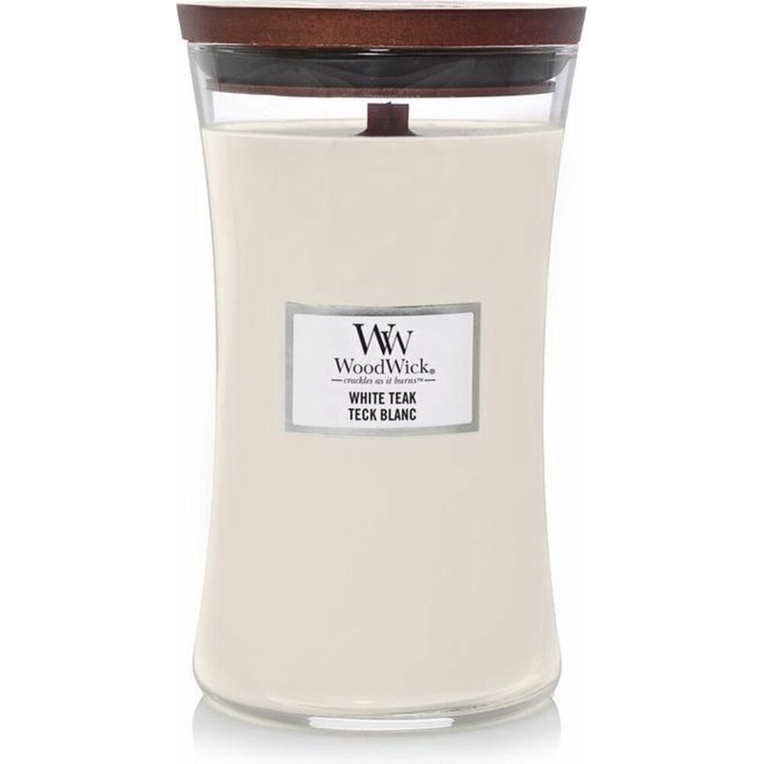WoodWick Hourglass Large Geurkaars – White Teak
