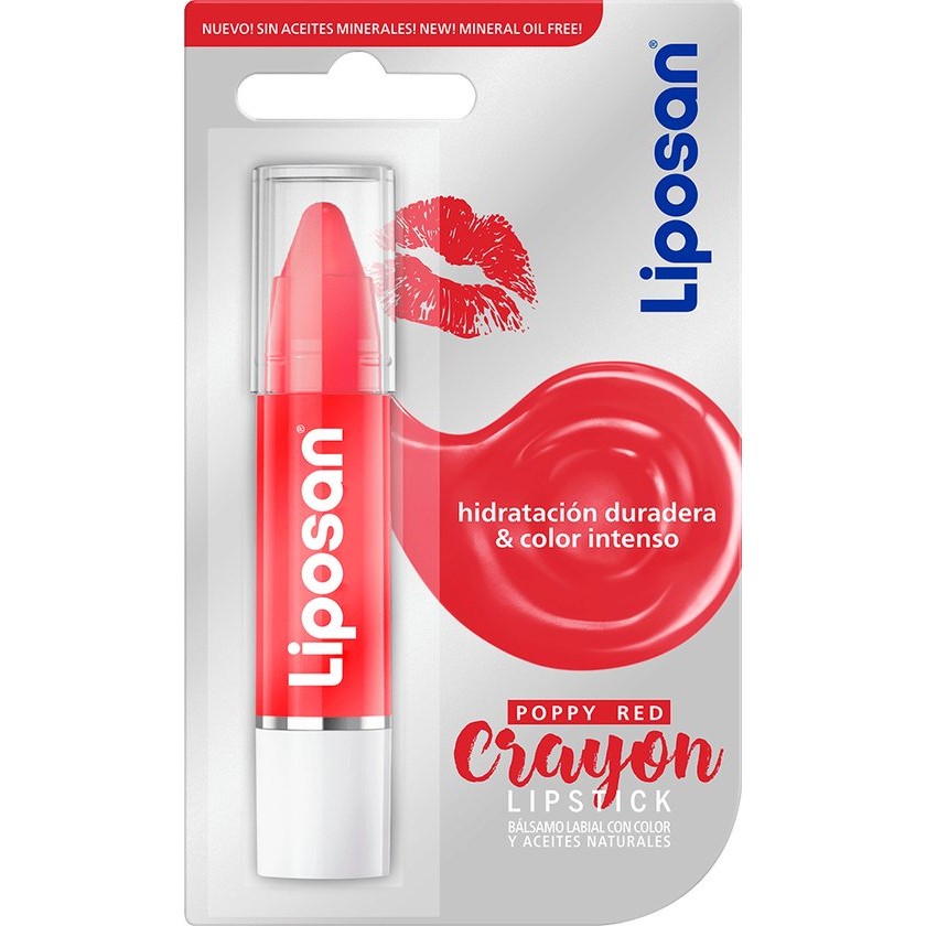 Liposan Crayon Lip Balm With Colour Poppy Red