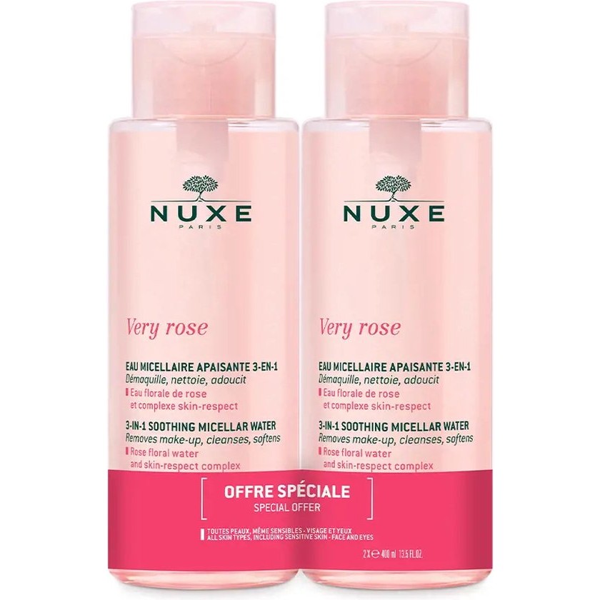 Nuxe Very Rose Eau Micellaire Apaisante 3 En 1 Set 2 Pcs