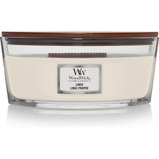 WoodWick Heartwick Flame Ellipse Geurkaars – Linen
