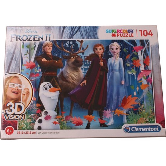 Clementoni Legpuzzel Supercolor Frozen Ii 3d-vision 104 Stukjes