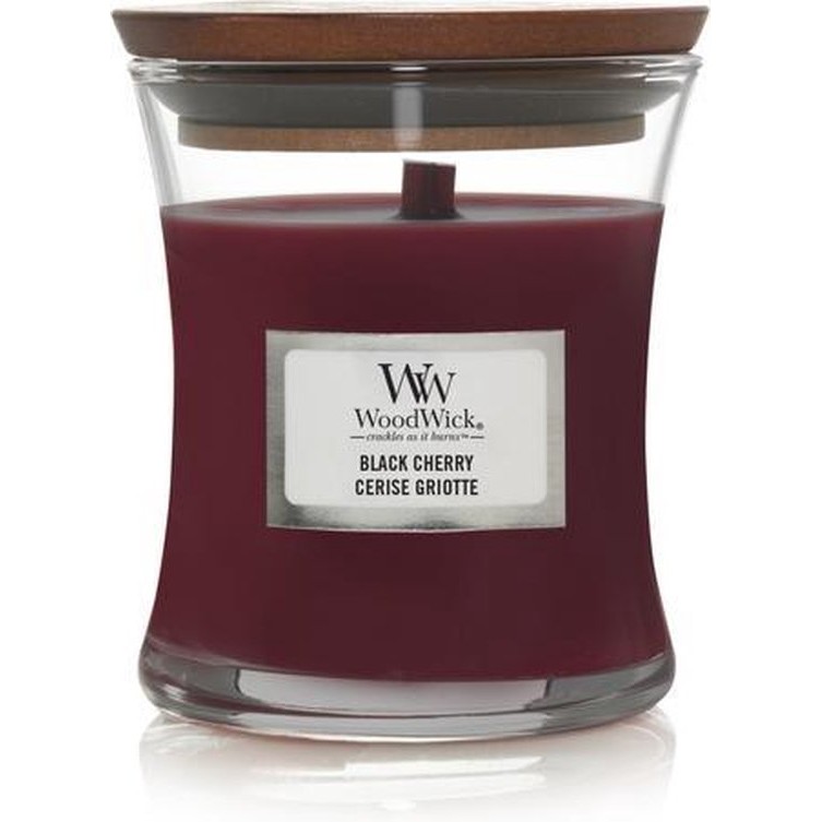 WoodWick Hourglass Medium Geurkaars – Black Cherry