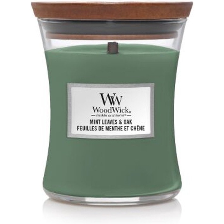 WoodWick – Mint Leaves & Oak Medium Candle