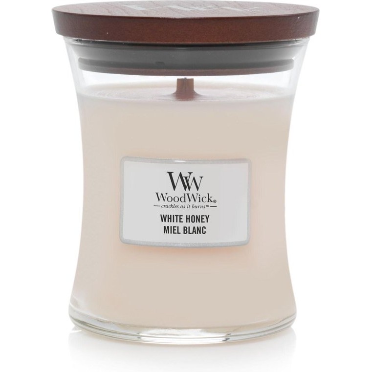 WoodWick Hourglass Medium Geurkaars – White Honey