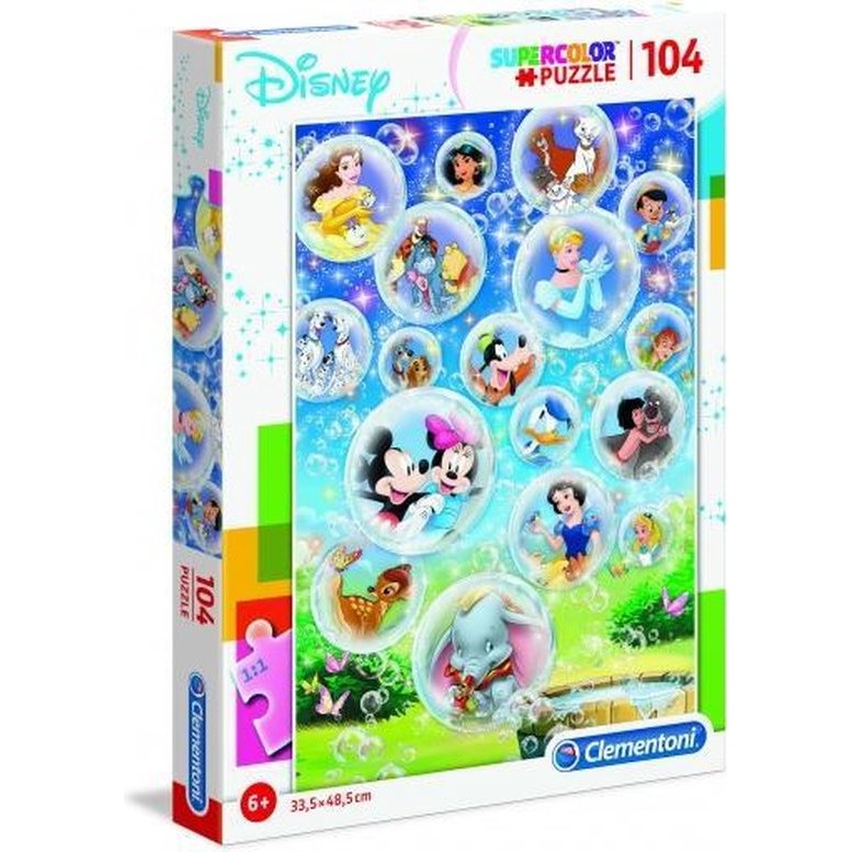 Clementoni Legpuzzel – Supercolor Puzzel Collectie – Standard characters – 104 stukjes – Disney, puzzels kinderen